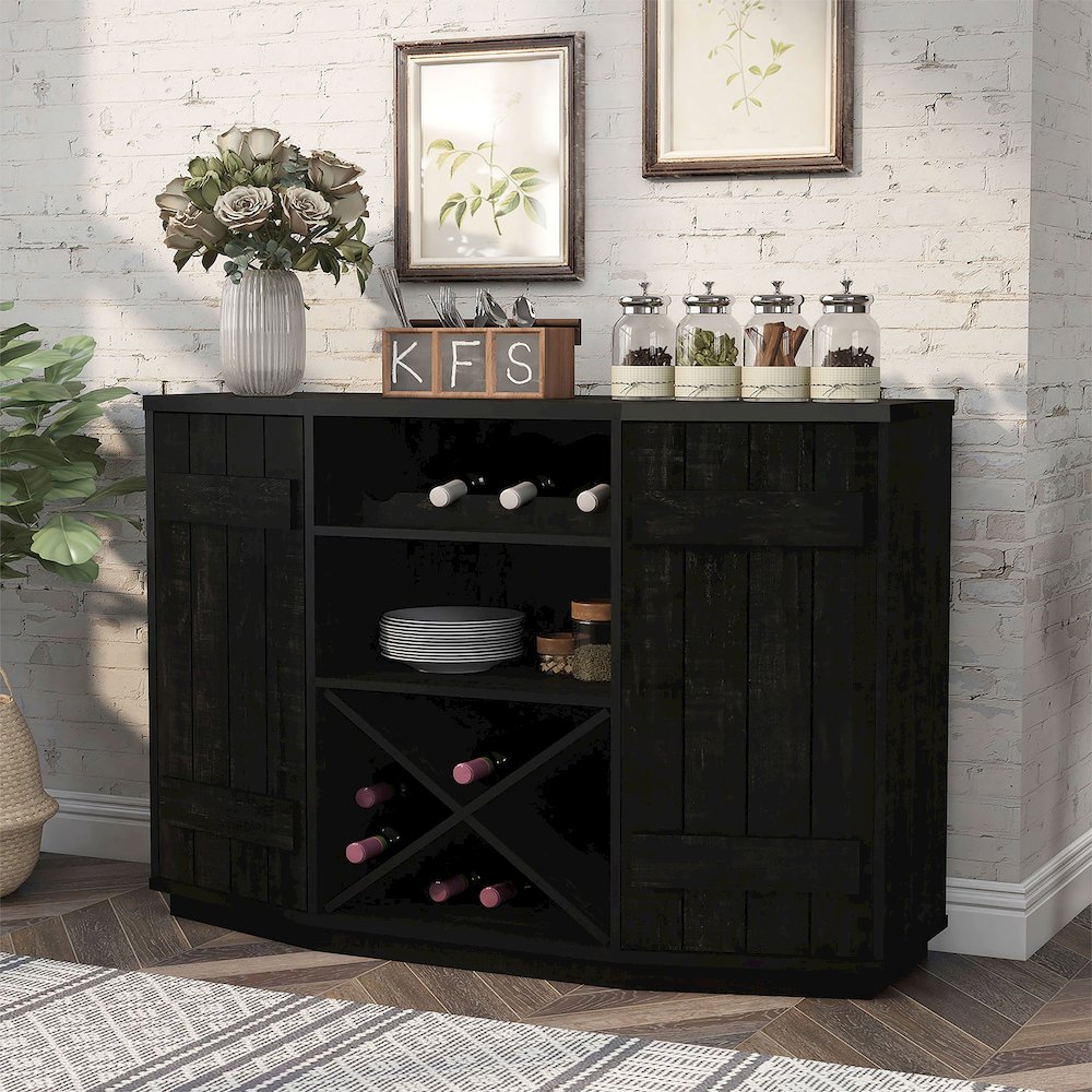 Hollins Multi-Storage Wood Buffet with Doors. Picture 5