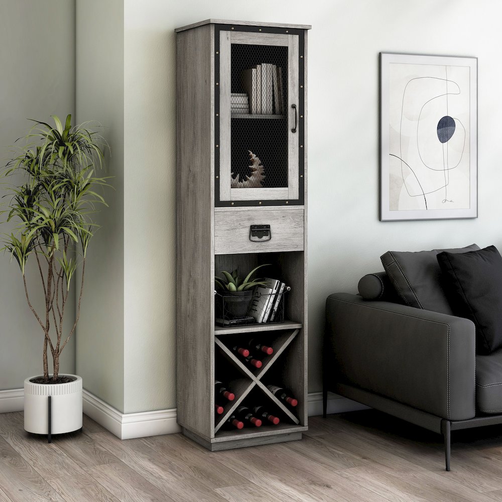 Scandi Wood Tower Cabinet. Picture 3