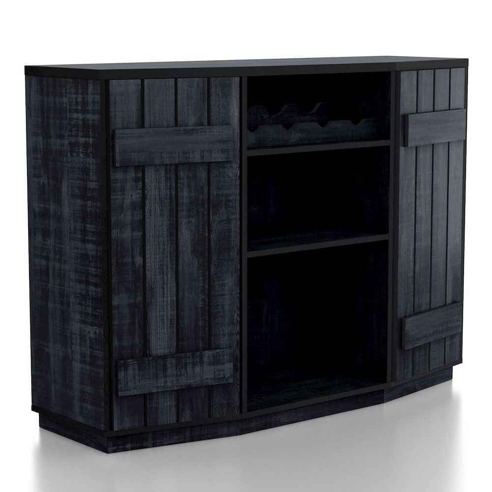 Kyro Multi-Storage Wood Rustic Navy Blue Buffet with Doors. Picture 1