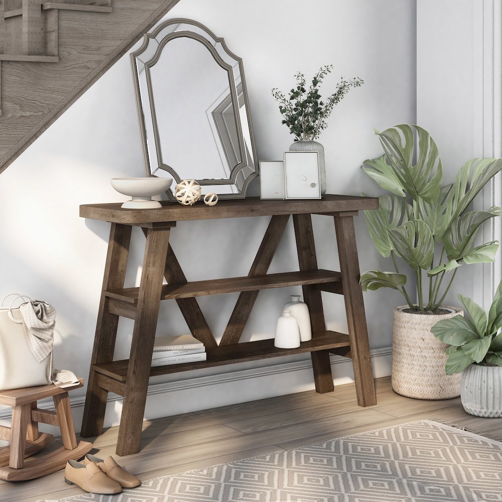 Olivia Wood 2-Shelf Console Table. Picture 4
