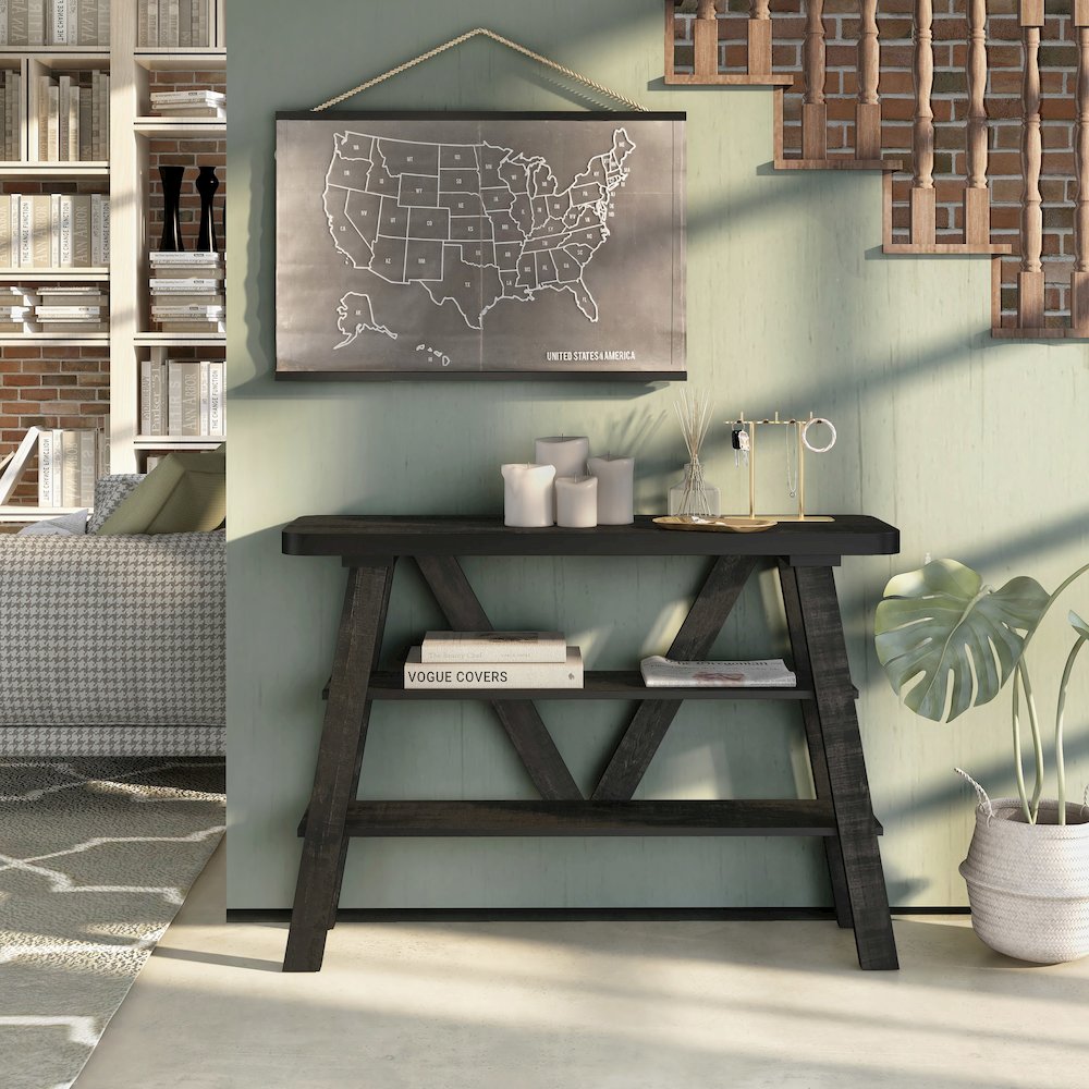 Olivia Wood 2-Shelf Console Table. Picture 4