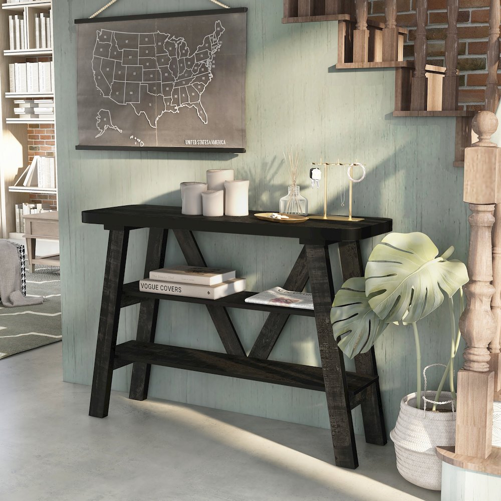 Olivia Wood 2-Shelf Console Table. Picture 5