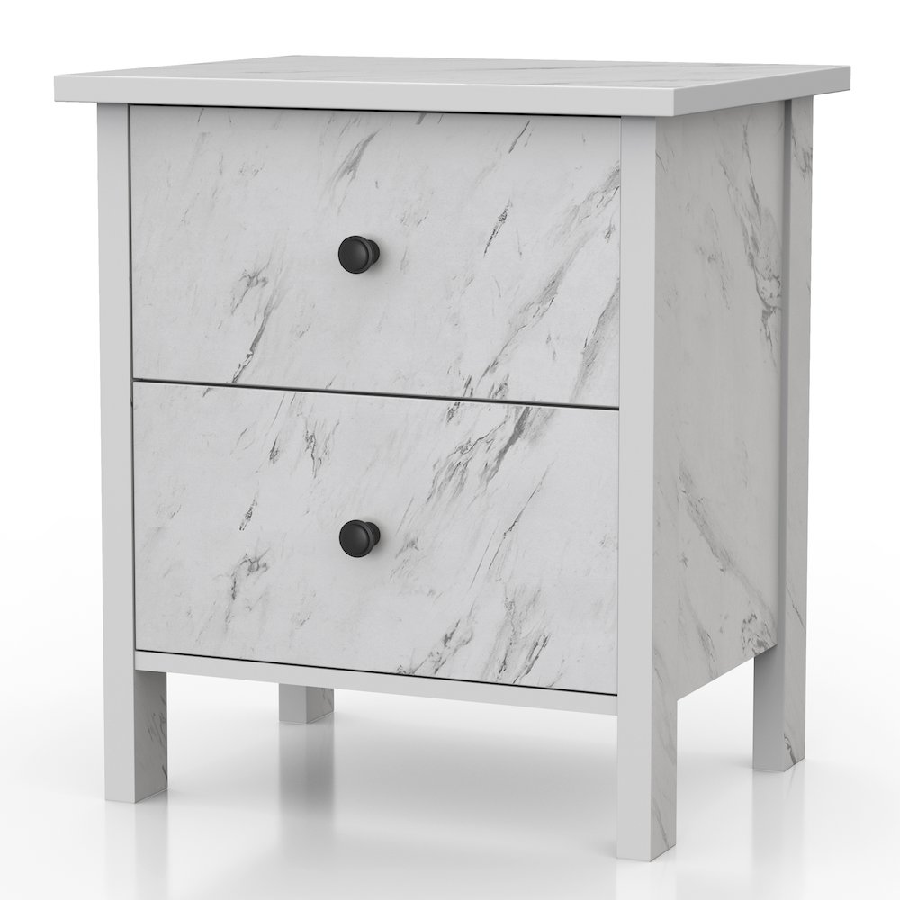 Knott Contemporary Wood 2-Drawer Nightstand in White. Picture 5