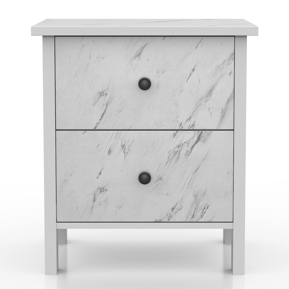 Knott Contemporary Wood 2-Drawer Nightstand in White. Picture 1