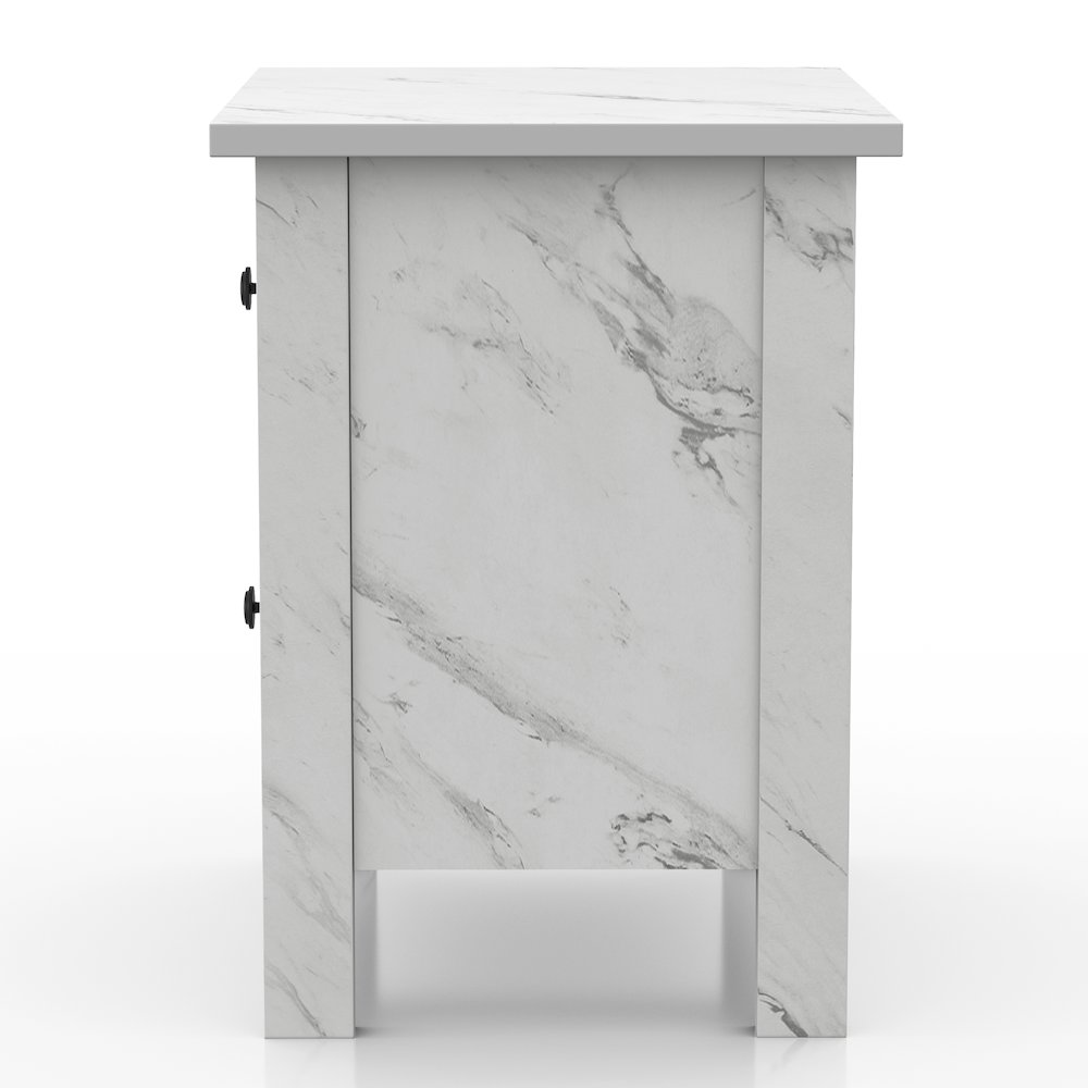 Knott Contemporary Wood 2-Drawer Nightstand in White. Picture 2