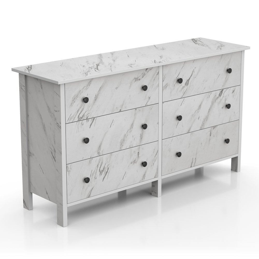 Knott Contemporary Wood 6-Drawer Dresser in White. Picture 5