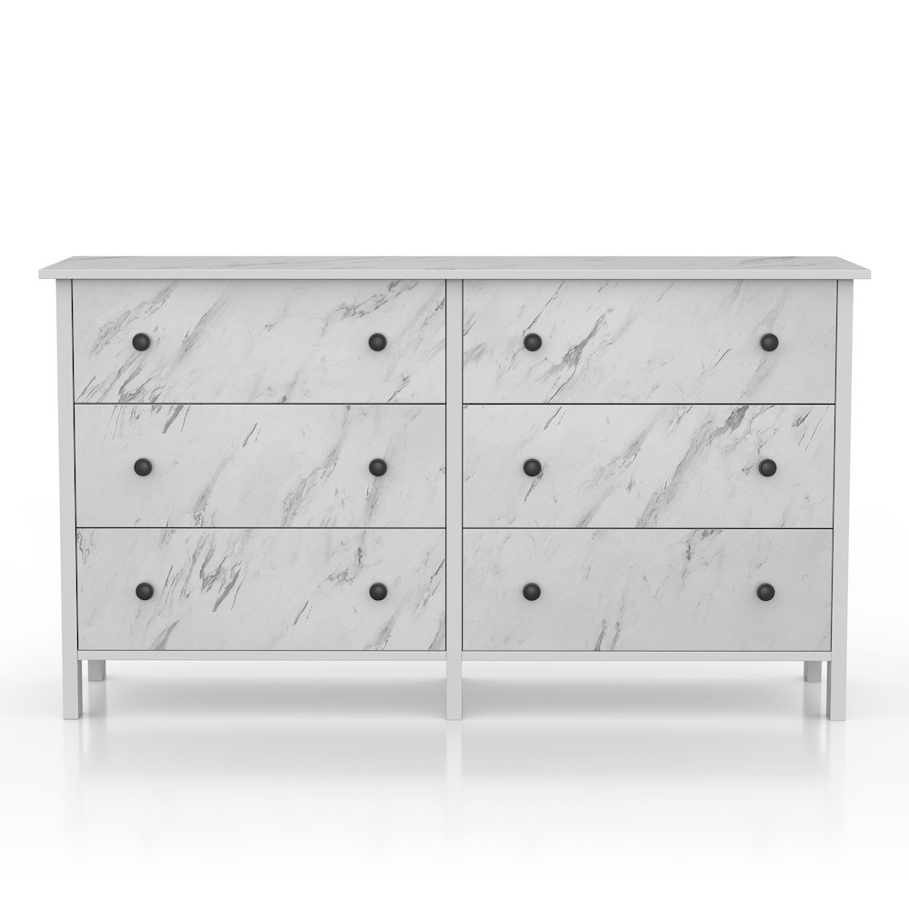 Knott Contemporary Wood 6-Drawer Dresser in White. Picture 1
