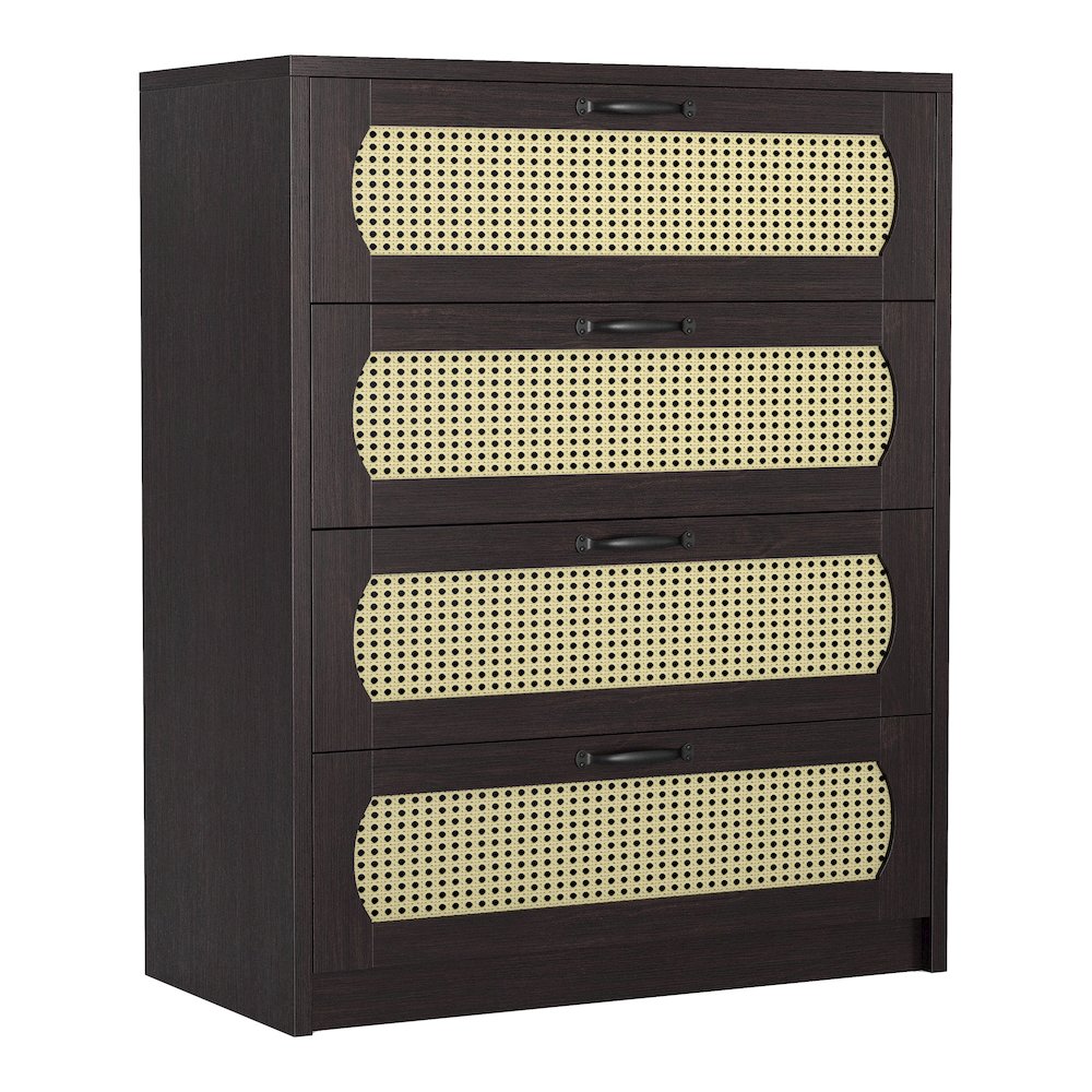 Oscule Transitional Wood 4-Drawer Chest in Espresso. Picture 1
