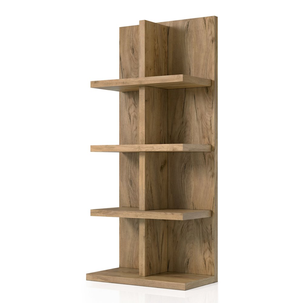 Santo Wood 4-Shelf Bookcase in Light Oak. Picture 1
