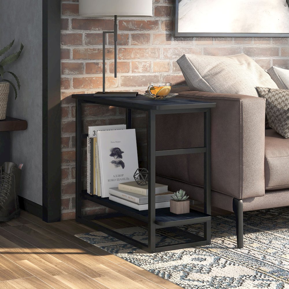 Froy Transitional Wood End Table in Navy Blue. Picture 3