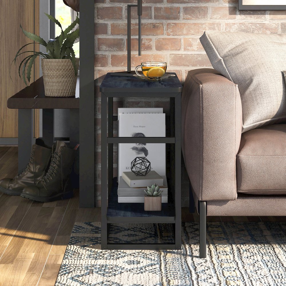 Froy Transitional Wood End Table in Navy Blue. Picture 5