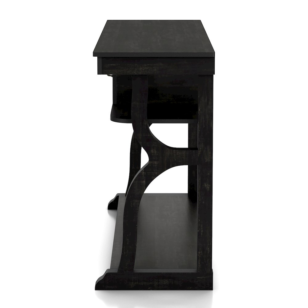 Seche Farmhouse Wood 1-Drawer Console Table in Black. Picture 3