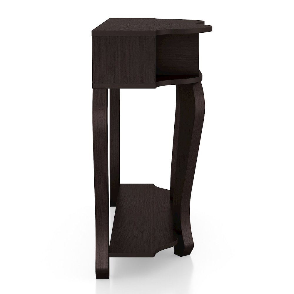 Jale Wood 1-Drawer Console Table with Shelf in Espresso. Picture 2