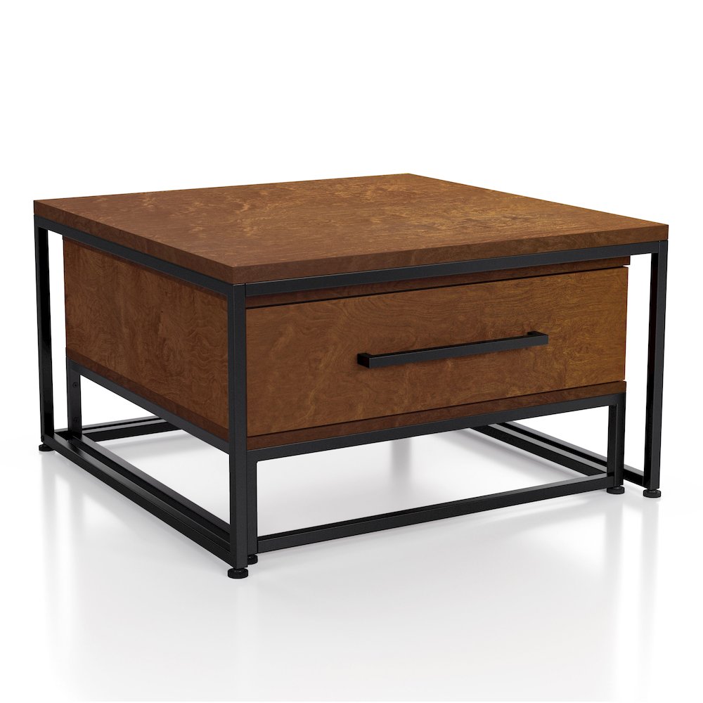 Noote Wood 2-Piece Nesting Tables Set with Drawer in Brown. Picture 1