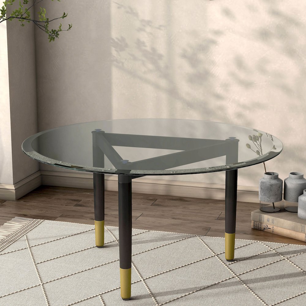 Ponte Solid Wood Coffee Table Base Legs in Black. Picture 5
