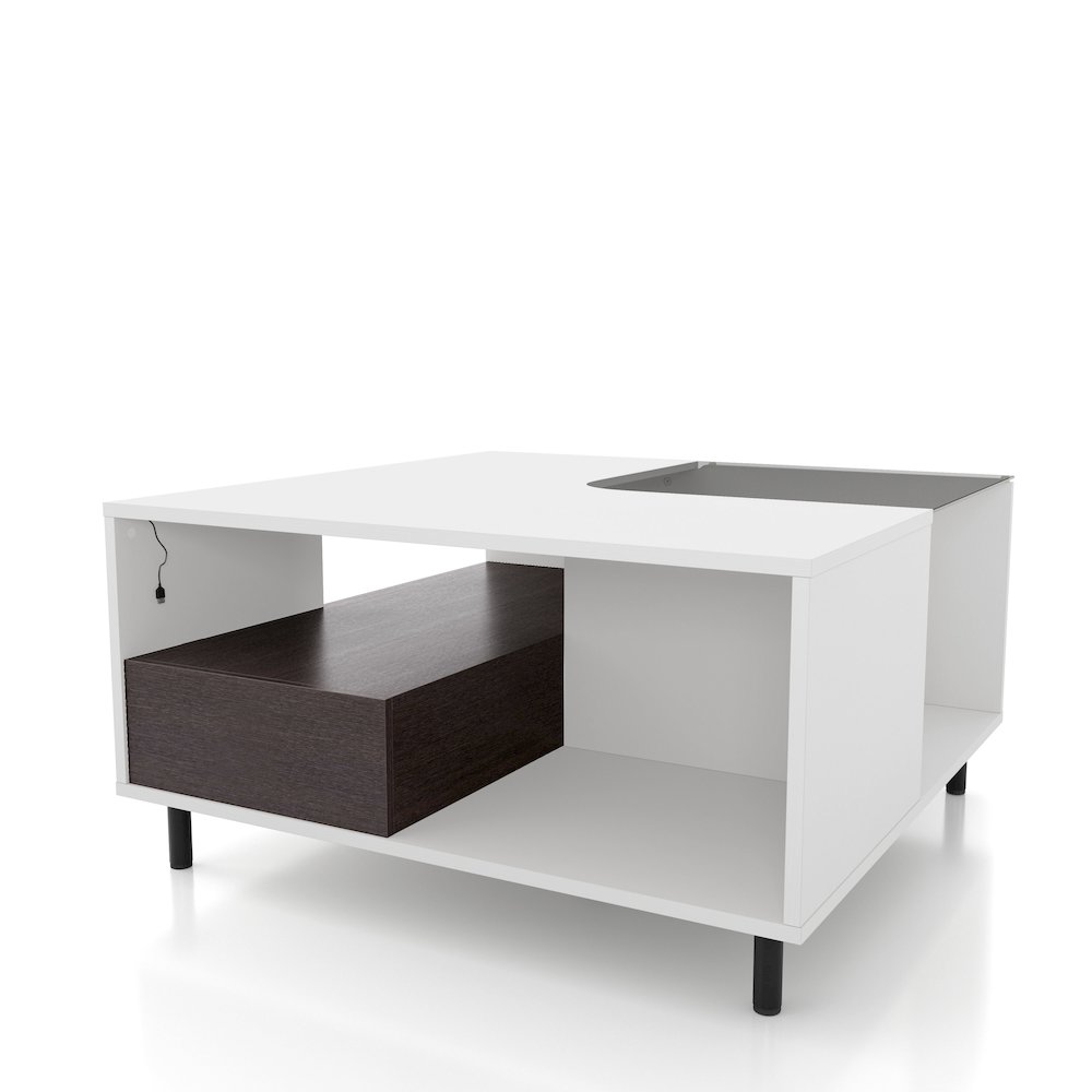 Bera Square LED Storage Coffee Table in White. Picture 1