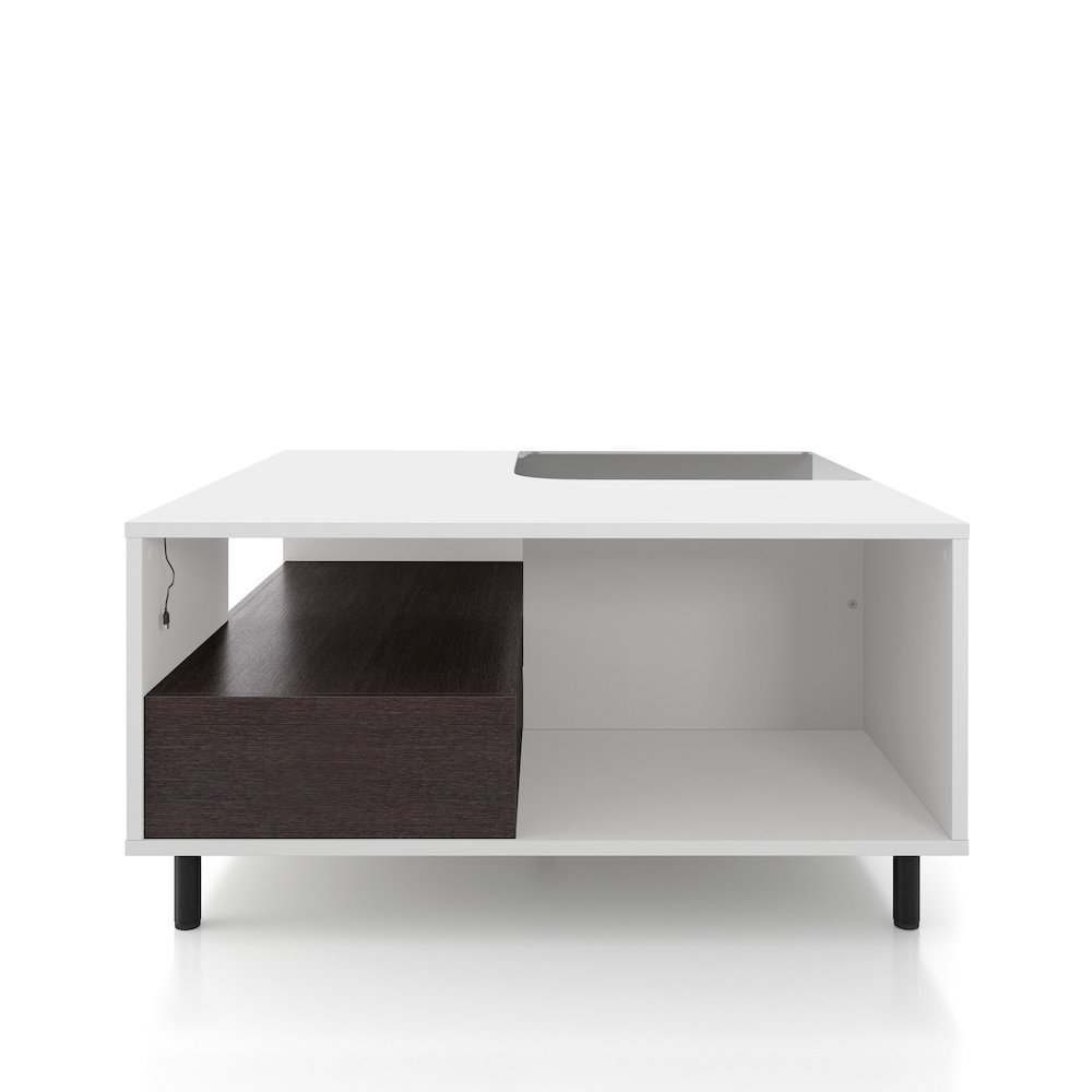 Bera Square LED Storage Coffee Table in White. Picture 2
