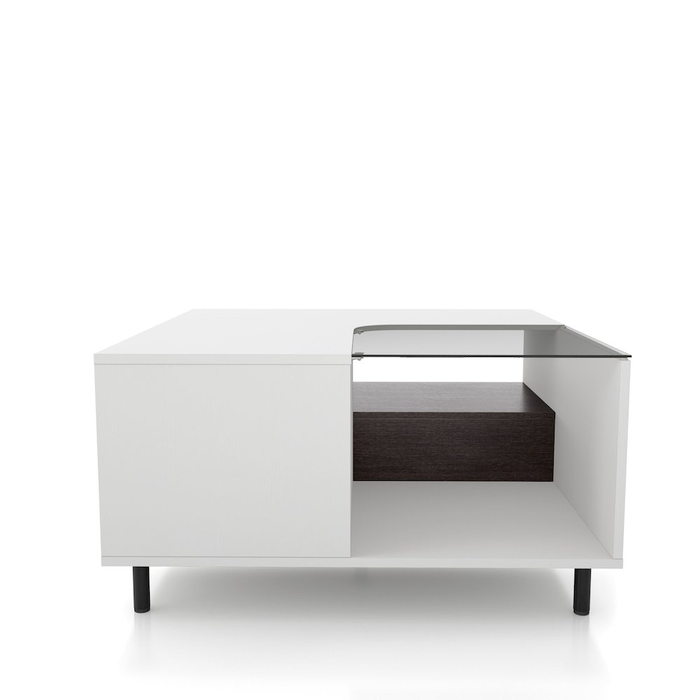 Bera Square LED Storage Coffee Table in White. Picture 3