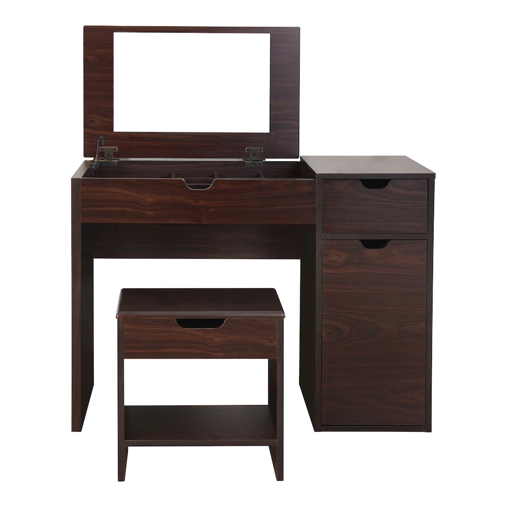 Astro Contemporary Wood 2-Piece Vanity Set in Walnut. Picture 3