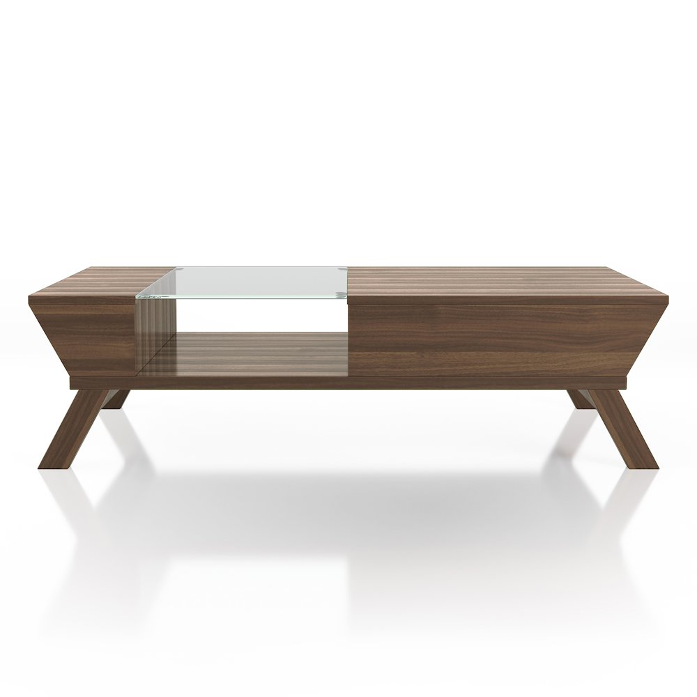 Soto Contemporary Wood Coffee Table with Storage in Walnut. Picture 3