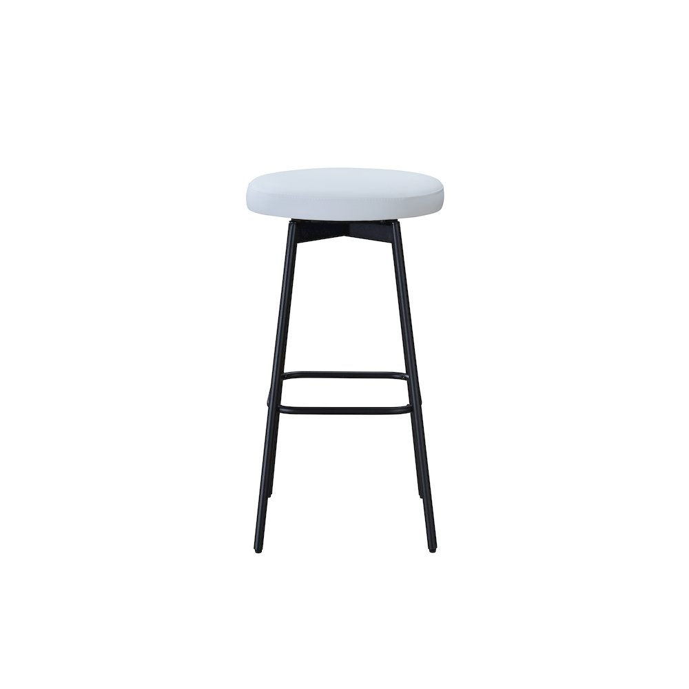 Doheny 24" Steel Legs Swivel Barstool with Upholstered Seat, Black-White (Set of 2). Picture 7