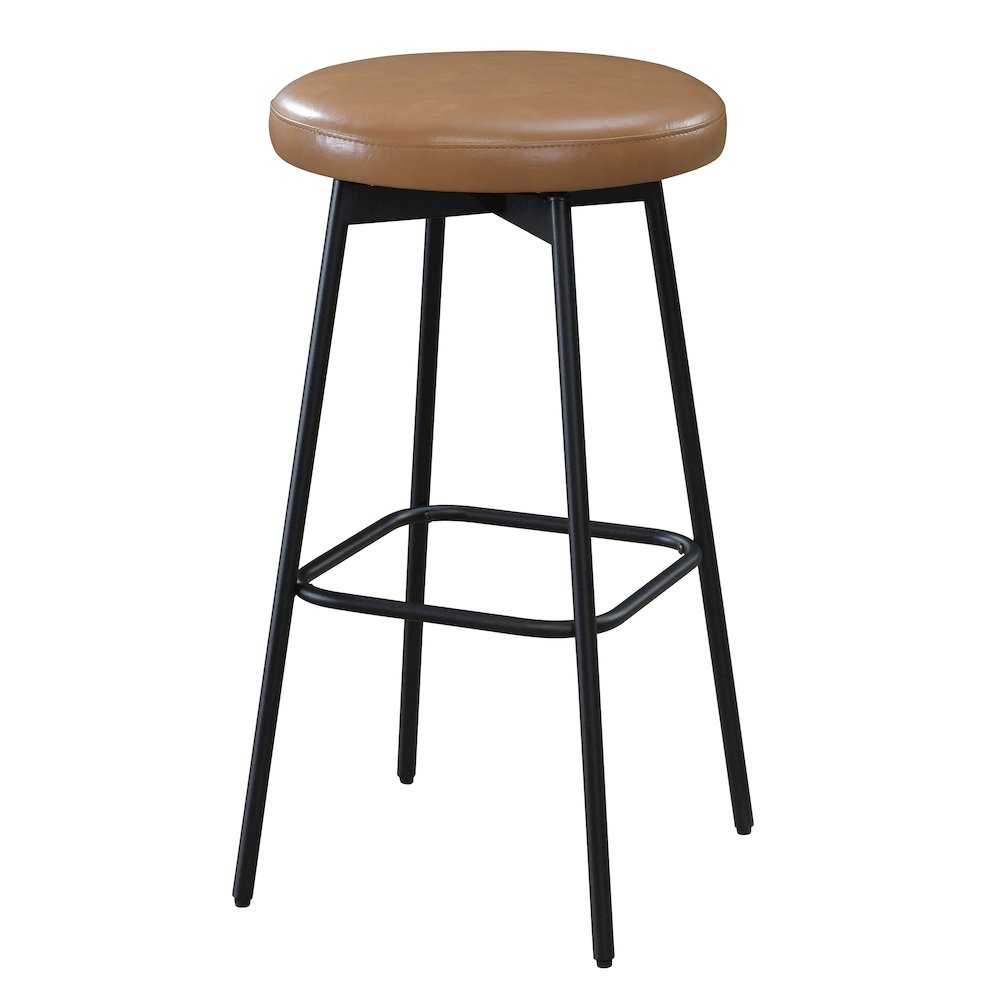 Doheny 29" Steel Legs Swivel Barstool with Upholstered Seat, Black-Tan (Set of 2). Picture 8
