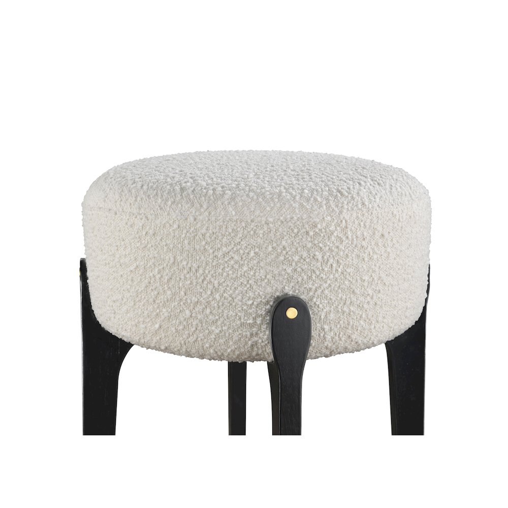 Ellie 29 in. Black Backless Wood Bar Stool with White Boucle Fabric Seat (Set of 2). Picture 9