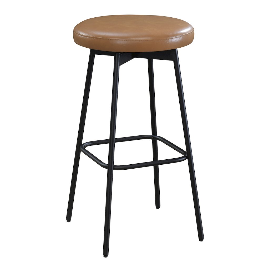 Doheny 29" Steel Legs Swivel Barstool with Upholstered Seat, Black-Tan (Set of 2). Picture 9