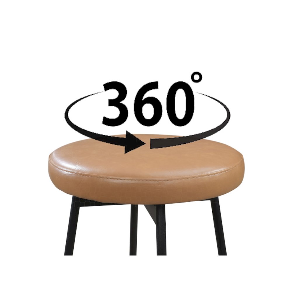 Doheny 29" Steel Legs Swivel Barstool with Upholstered Seat, Black-Tan (Set of 2). Picture 6