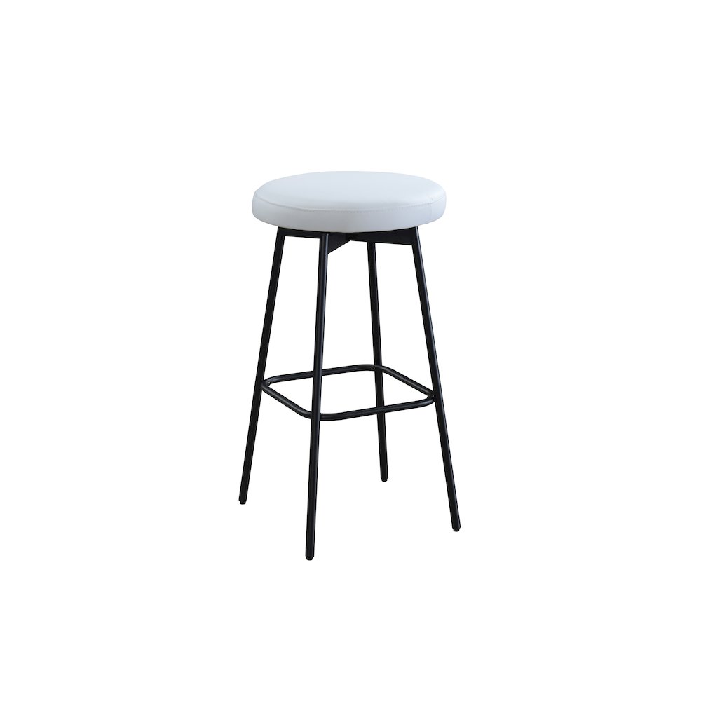 Doheny 24" Steel Legs Swivel Barstool with Upholstered Seat, Black-White (Set of 2). Picture 9