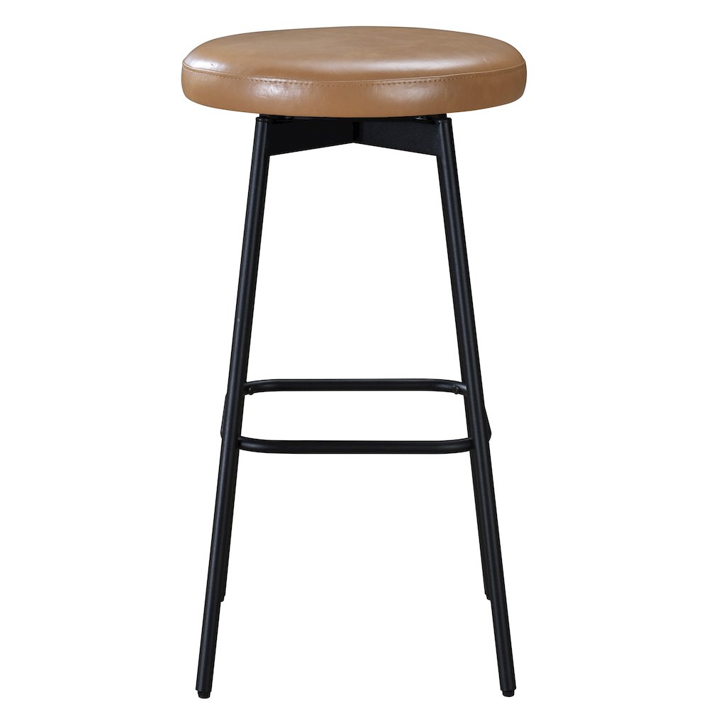 Doheny 29" Steel Legs Swivel Barstool with Upholstered Seat, Black-Tan (Set of 2). Picture 7