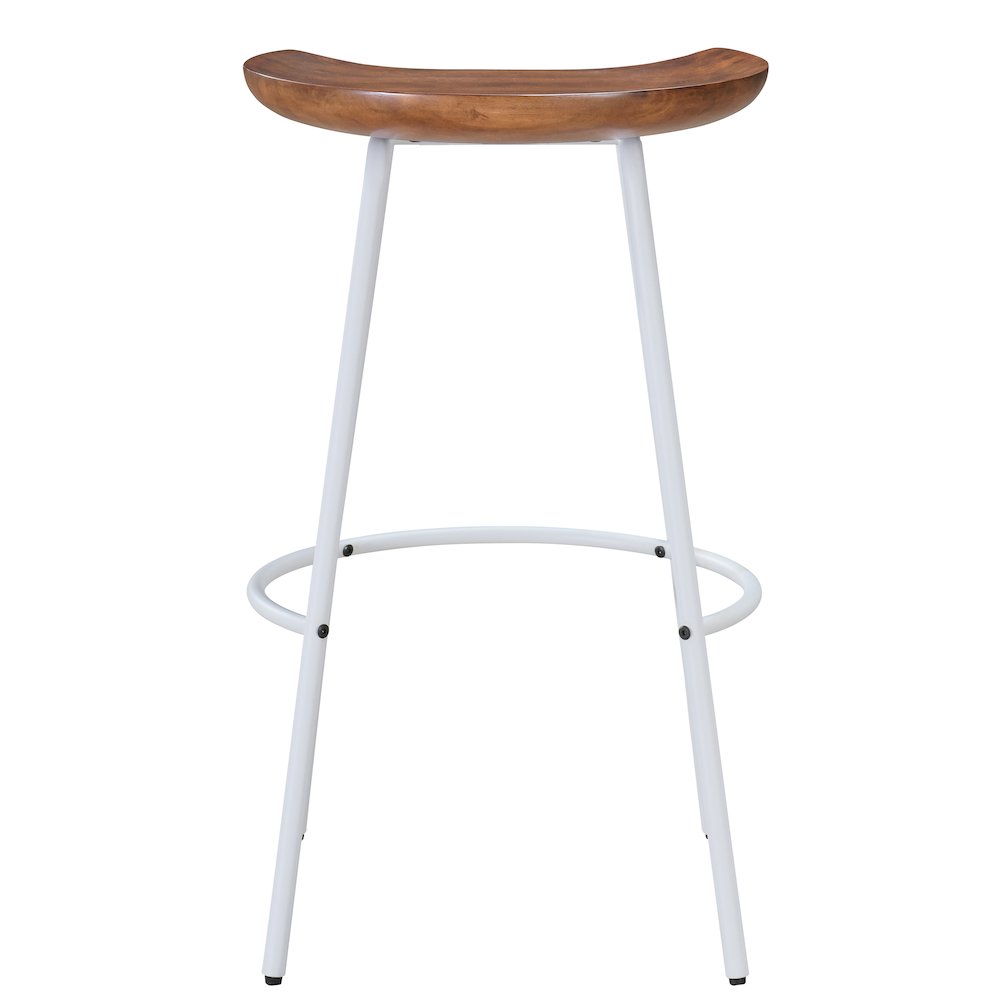 Milano 29" Steel Legs Barstool with Solid Wood Finish, White-Walnut (Set of 2). Picture 8