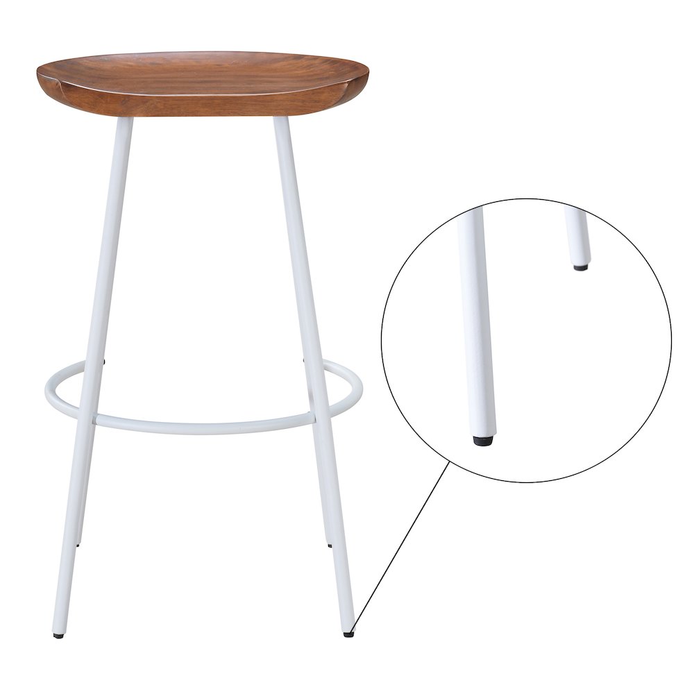 Milano 29" Steel Legs Barstool with Solid Wood Finish, White-Walnut (Set of 2). Picture 5