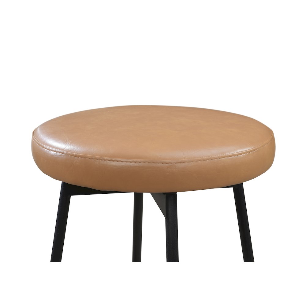 Doheny 29" Steel Legs Swivel Barstool with Upholstered Seat, Black-Tan (Set of 2). Picture 10