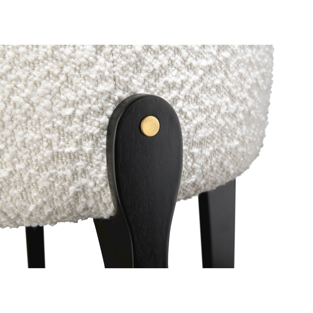Ellie 29 in. Black Backless Wood Bar Stool with White Boucle Fabric Seat (Set of 2). Picture 11