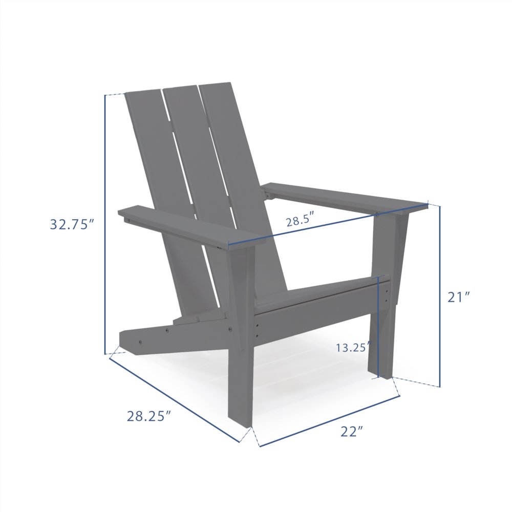 Arcadia HDPE Outdoor Adirondack Chair, Gray. Picture 7