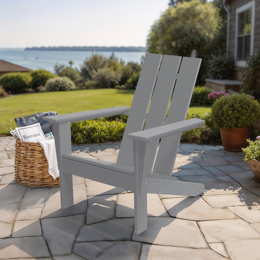 Arcadia HDPE Outdoor Adirondack Chair, Gray. Picture 2