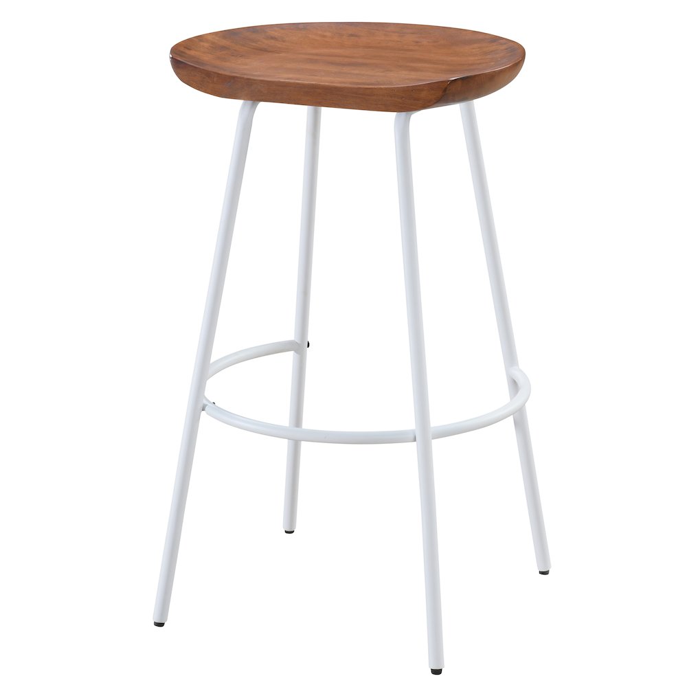 Milano 29" Steel Legs Barstool with Solid Wood Finish, White-Walnut (Set of 2). Picture 6