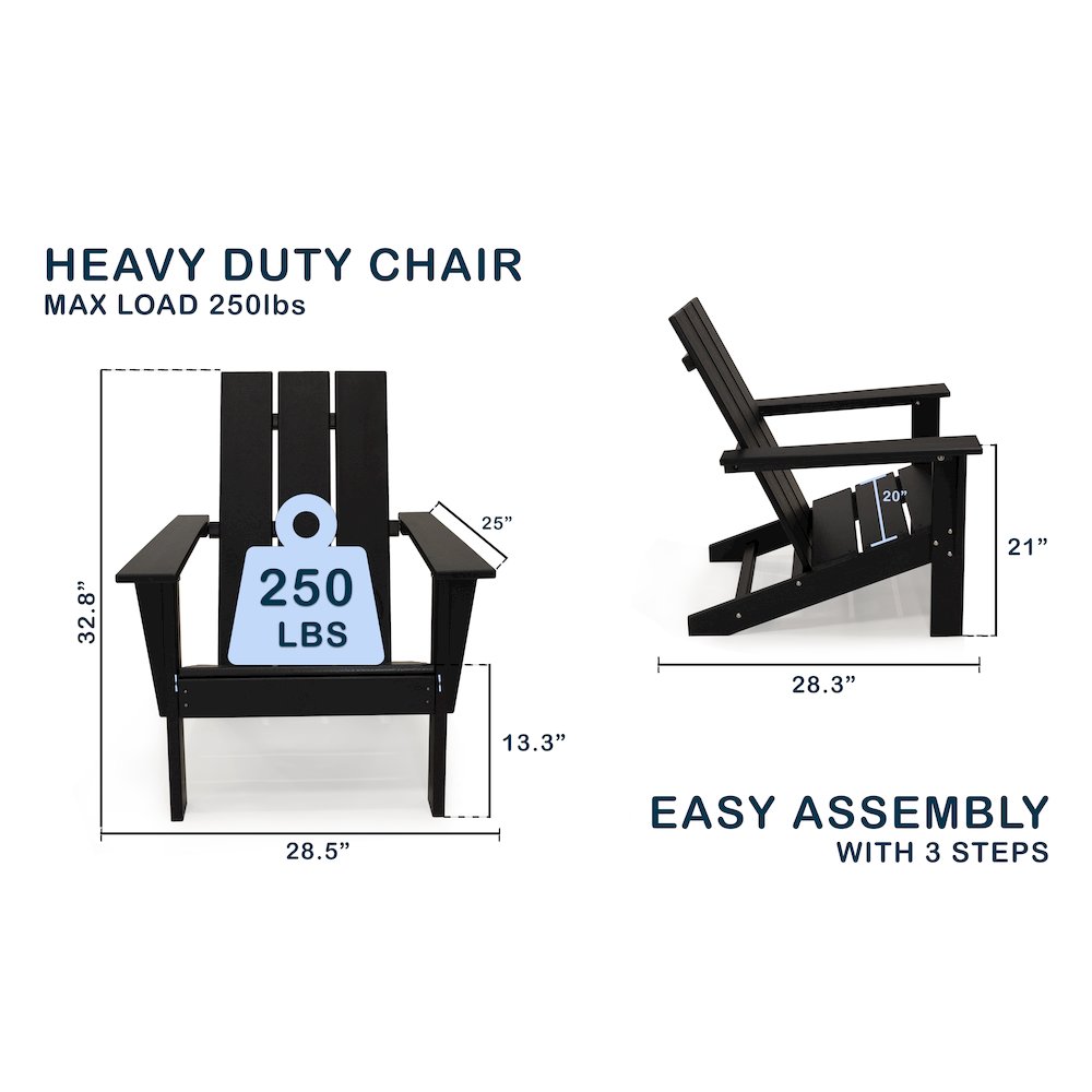 Arcadia HDPE Outdoor Adirondack Chair, Gray. Picture 8