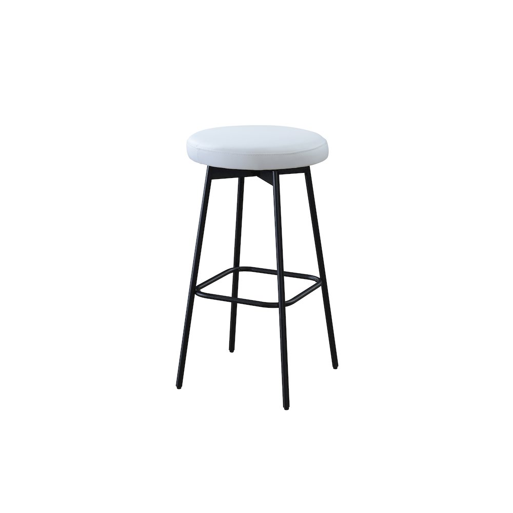 Doheny 24" Steel Legs Swivel Barstool with Upholstered Seat, Black-White (Set of 2). Picture 8