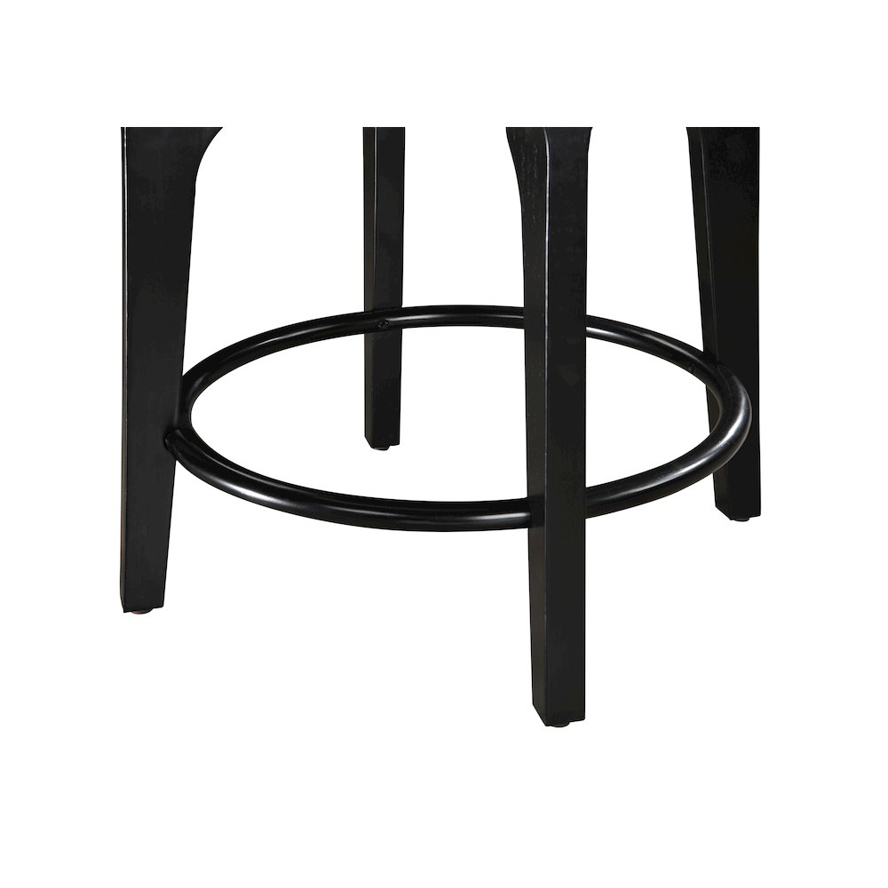 Ellie 29 in. Black Backless Wood Bar Stool with White Boucle Fabric Seat (Set of 2). Picture 10