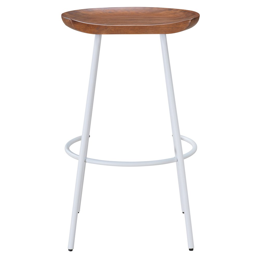 Milano 29" Steel Legs Barstool with Solid Wood Finish, White-Walnut (Set of 2). Picture 9