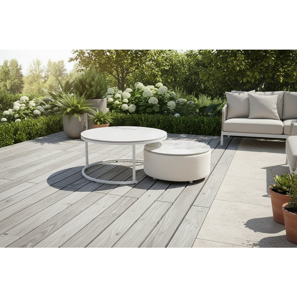 Serence Outdoor Modern Coffee Table - White. Picture 3