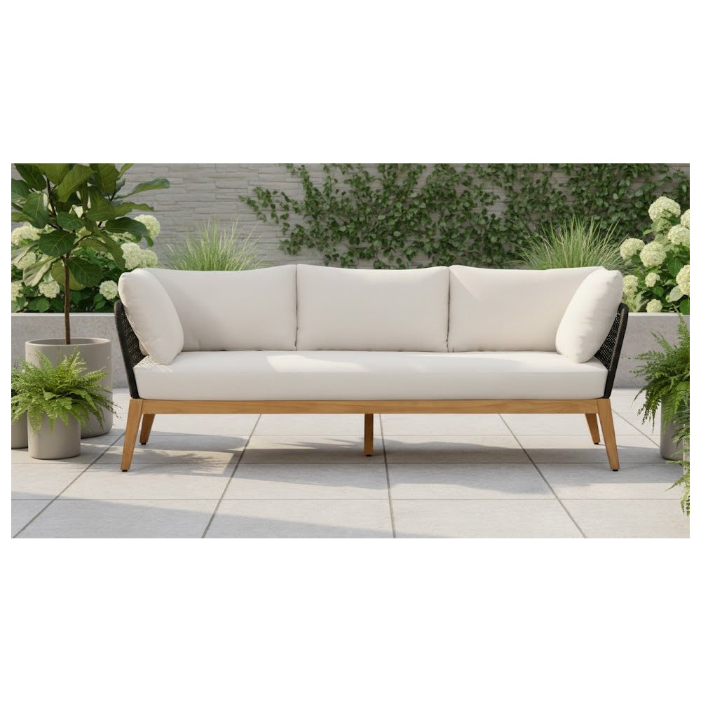 Cypress Teak Wood Sofa with Black Color Rope Design. Picture 2