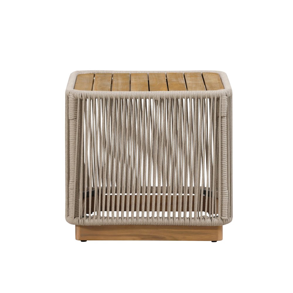 Alpine Teak Collection Rope Design End Table - Beige. Picture 1
