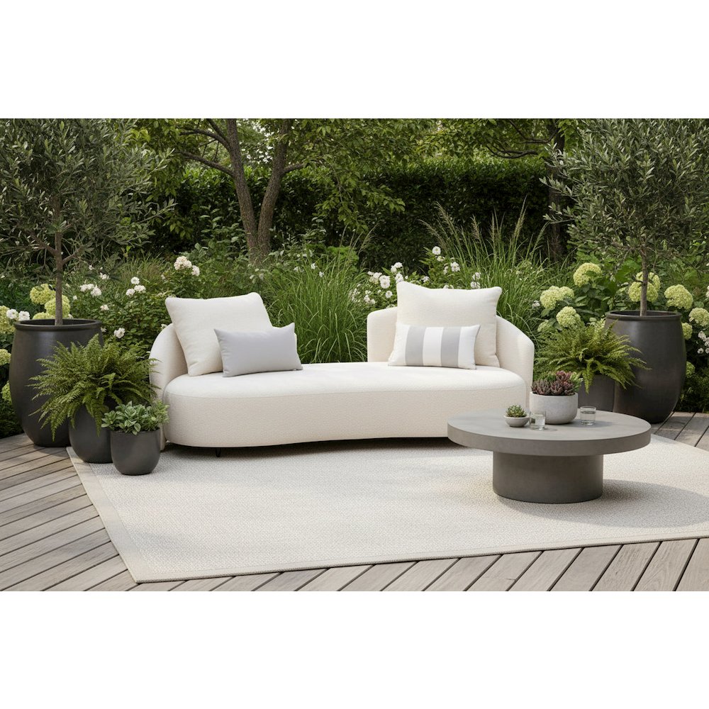 Serene Outdoor Sofa - 83", Cream Bouclé All-Weather. Picture 7
