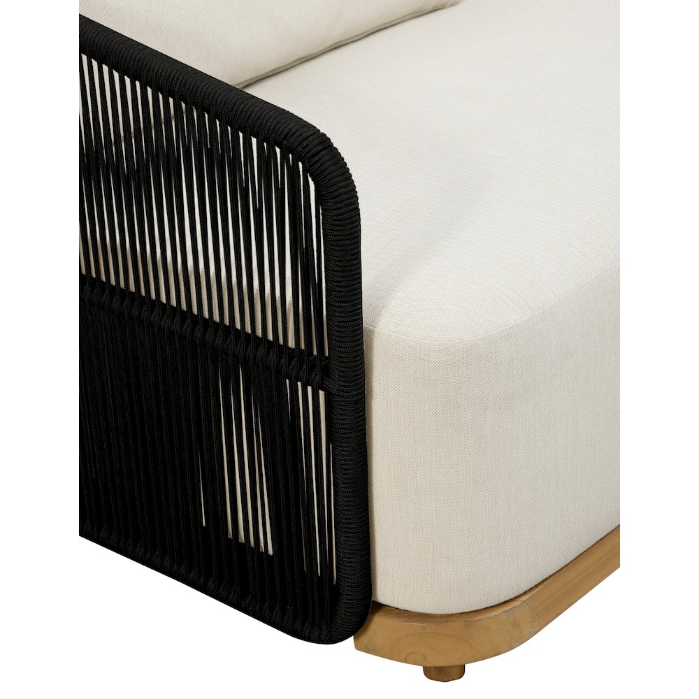 Alpine Teak Wood Outdoor Sofa with Black Rope Design. Picture 4