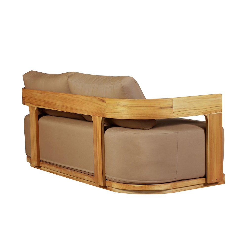 Eclipse Outdoor Solid Teak Wood Love seat - Light Brown Fabric. Picture 5