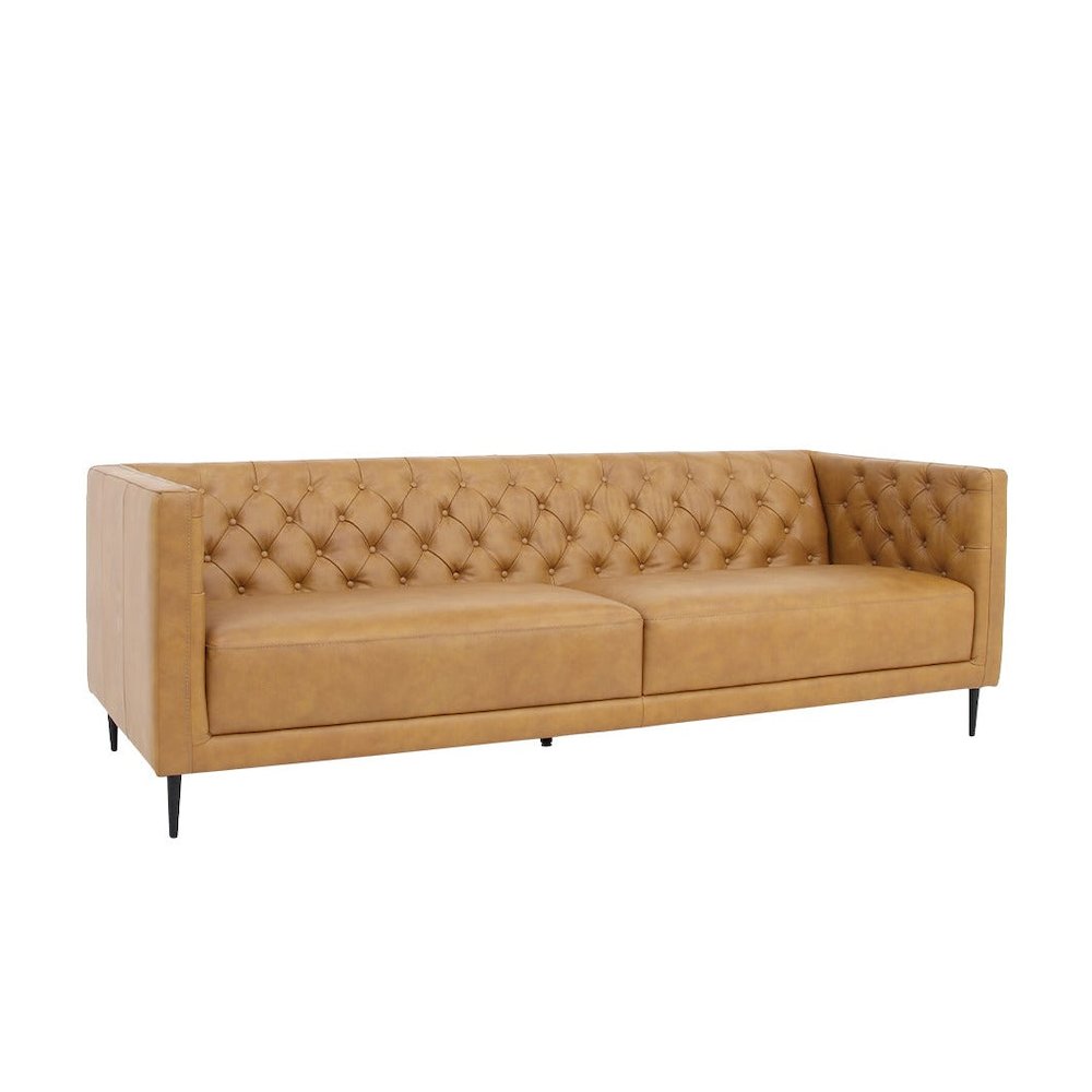 Lucius Top Grain Leather Sofa - Tan. Picture 1