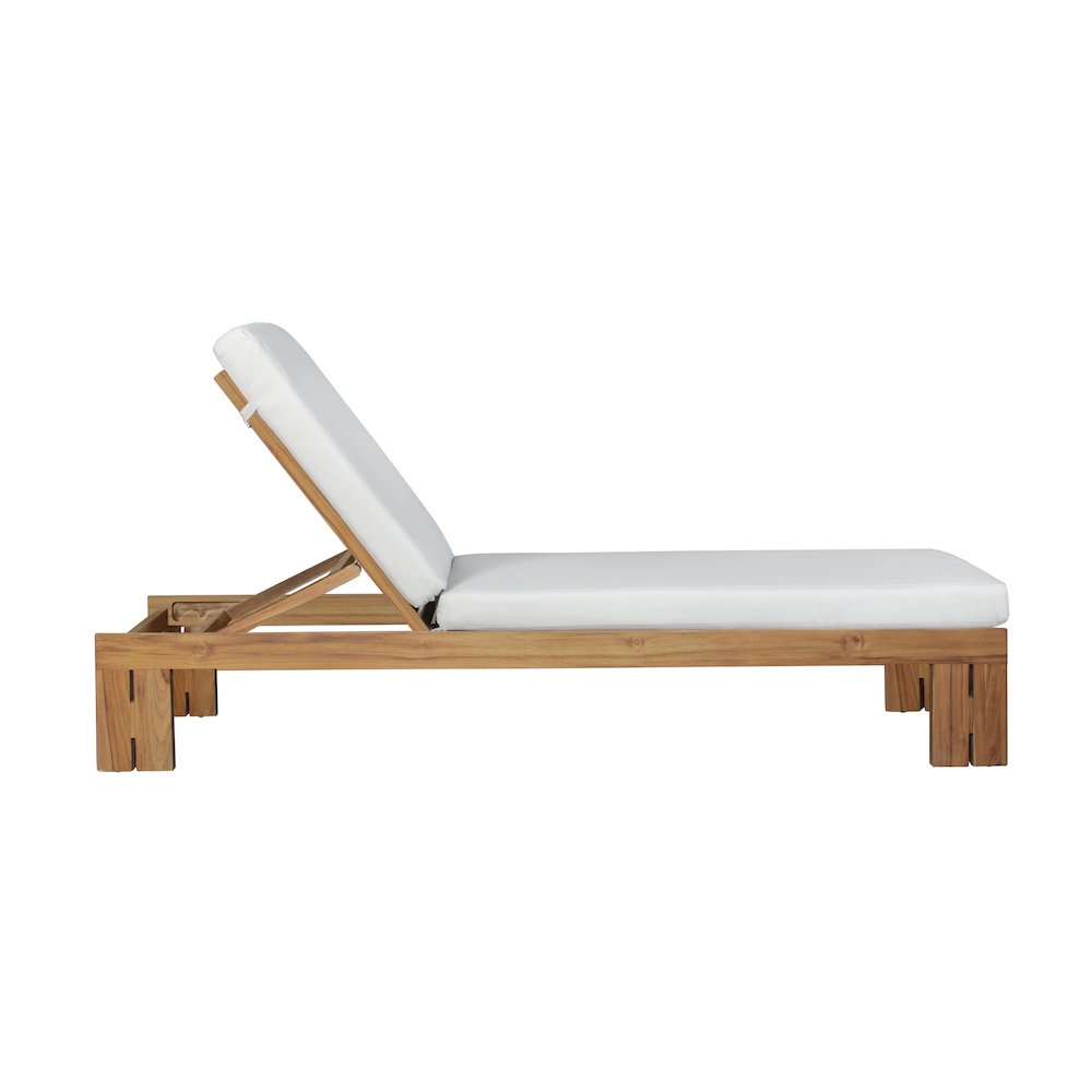 Paradiso Outdoor Teak Chaise - Light Gray Fabric. Picture 1